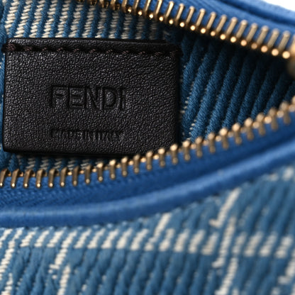 Fendi Denim Effect Fabric Jacquard FF Nano Fendigraphy Hobo Charm Blue 6 of 10