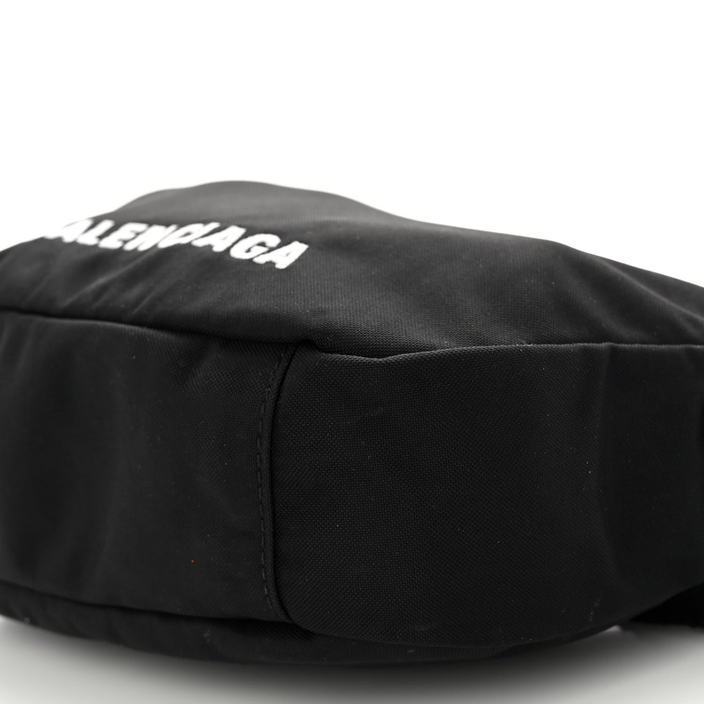 Recycled Sport Nylon Logo Embroidered Wheel Sling Bag Black White