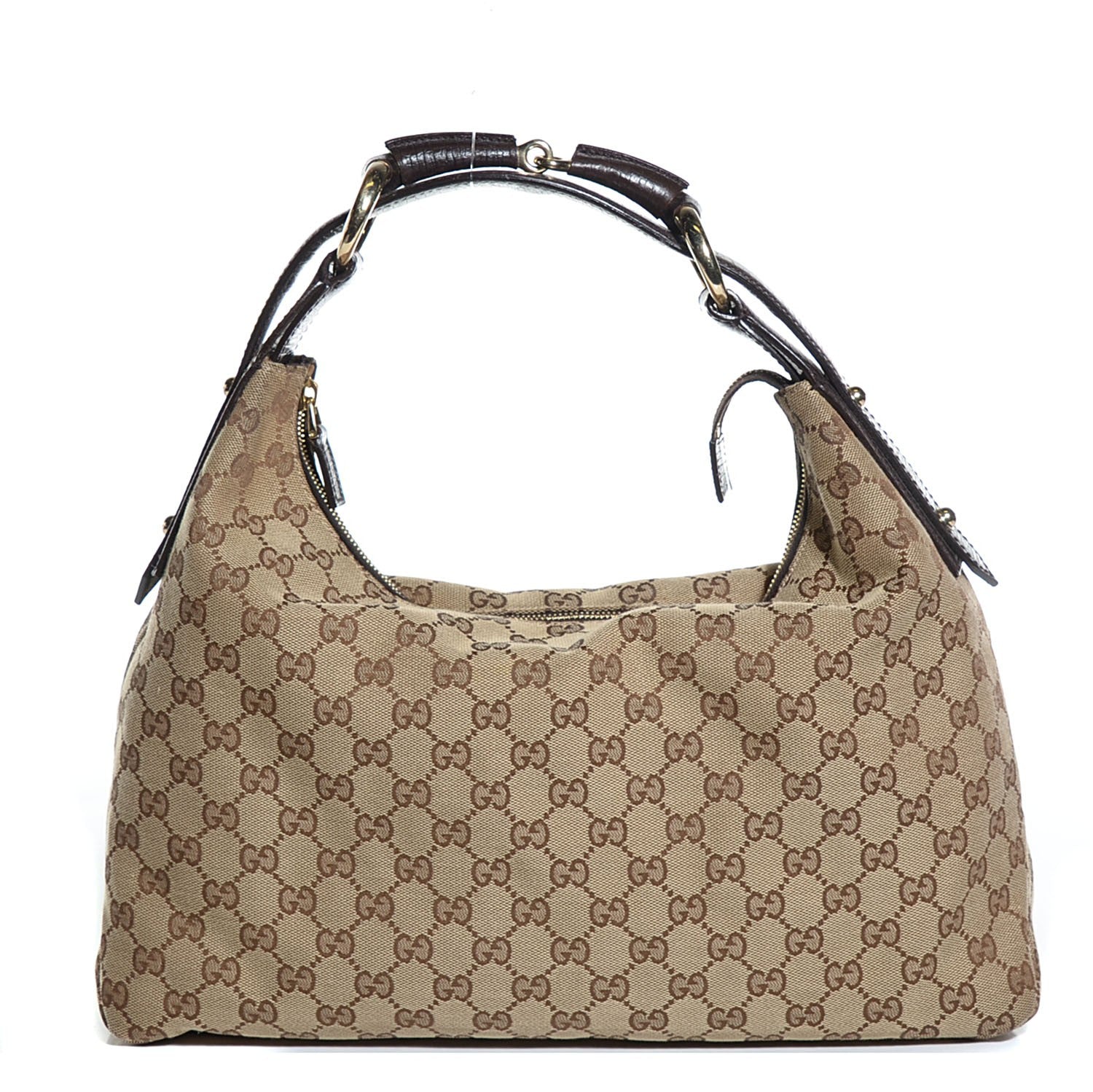 Gucci Monogram Medium Horsebit Chain Hobo Dark Brown 1 of 7