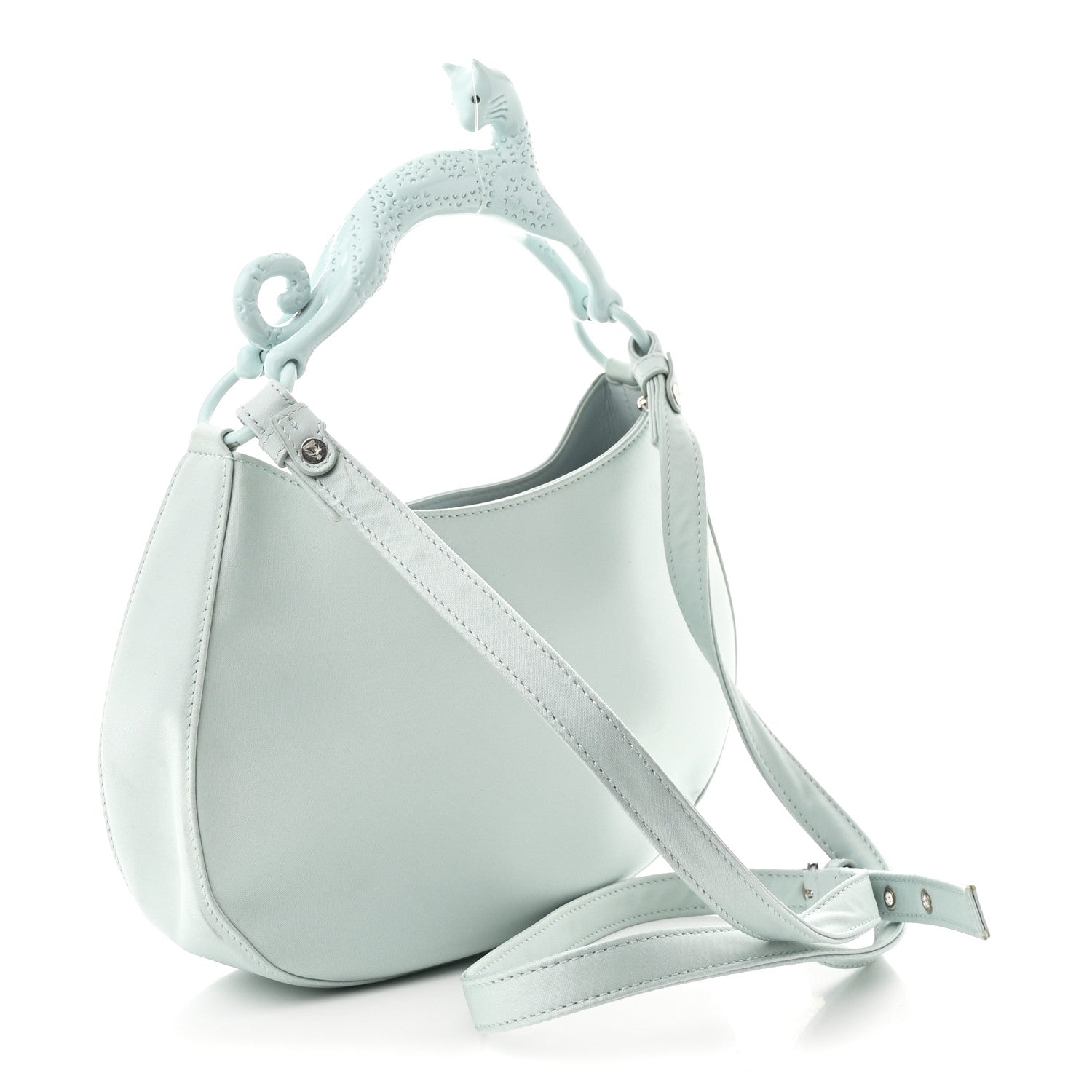 Lanvin Satin Cat Hobo Blue 3 of 8