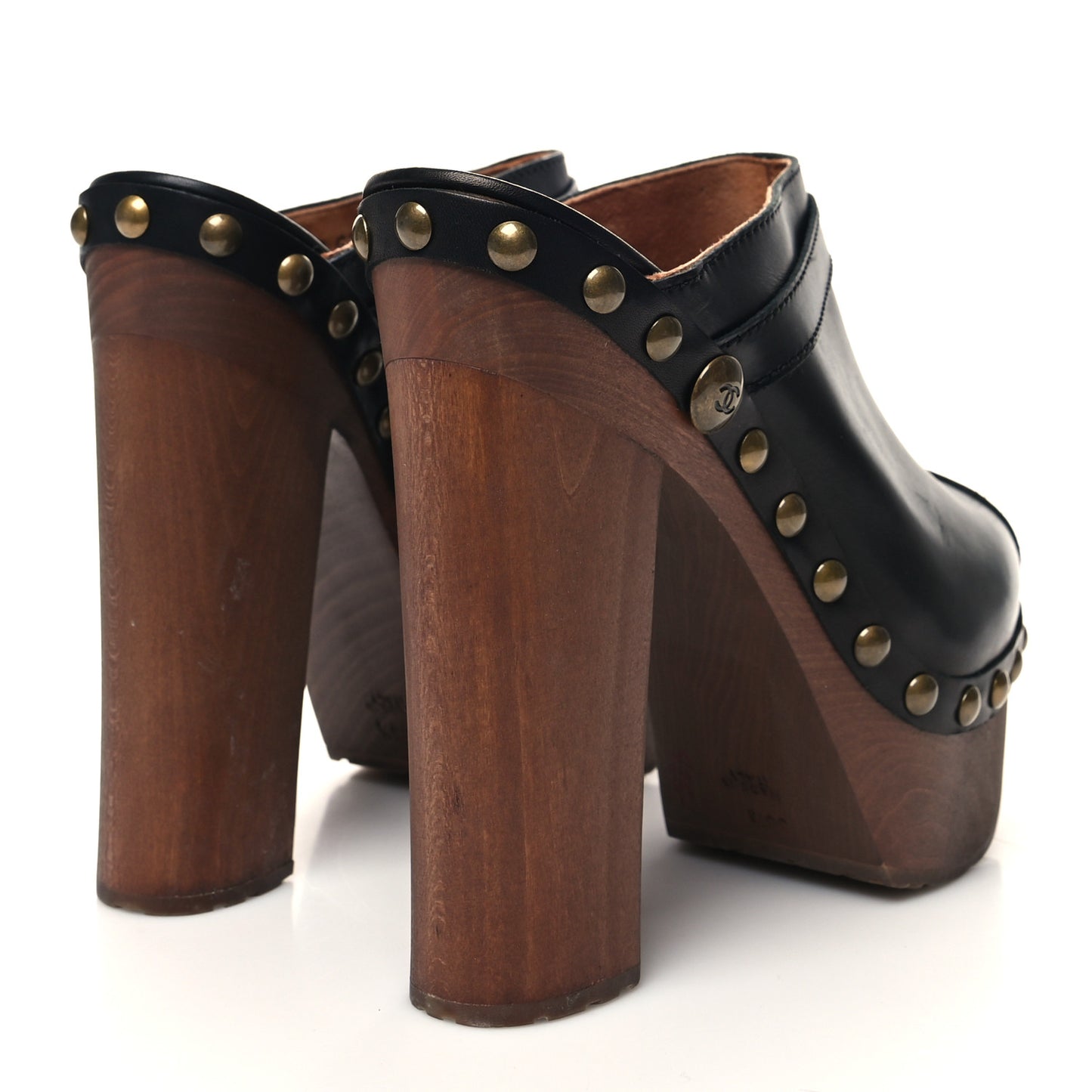 Calfskin Studded Clog 38.5 Black