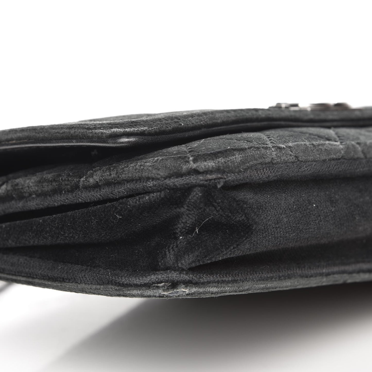 Velvet Quilted Boy Wallet On Chain WOC Black