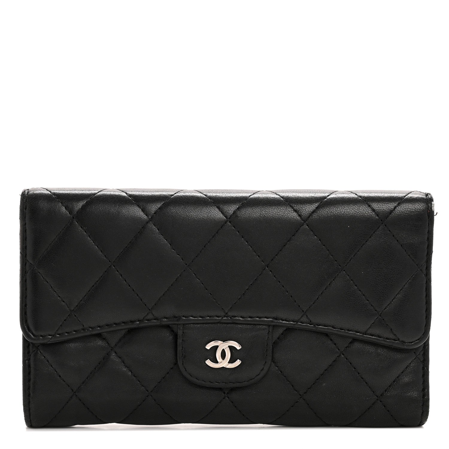 Chanel Lambskin Quilted Large Flap Wallet Black 1 of 13