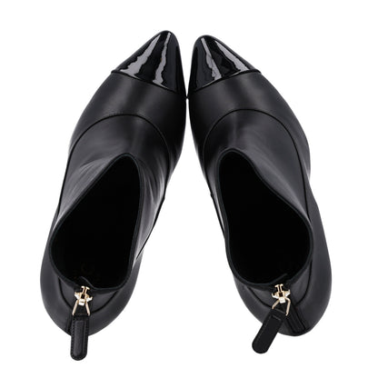 Chanel Lambskin Patent Calfskin Pearl Cap Toe Short Boots 36 Black 2 of 11