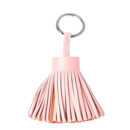 Hermes Lambskin Tri-Color Carmen Tassel Key Holder Rose Sakura Orange Bougainvillea 1 of 5