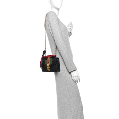 Gucci Calfskin Mini Sylvie Chain Shoulder Bag Black 2 of 10