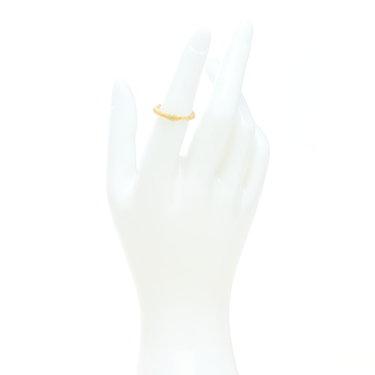 18K Yellow Gold Turquoise Ouroboros Snake Ring 50 5.5