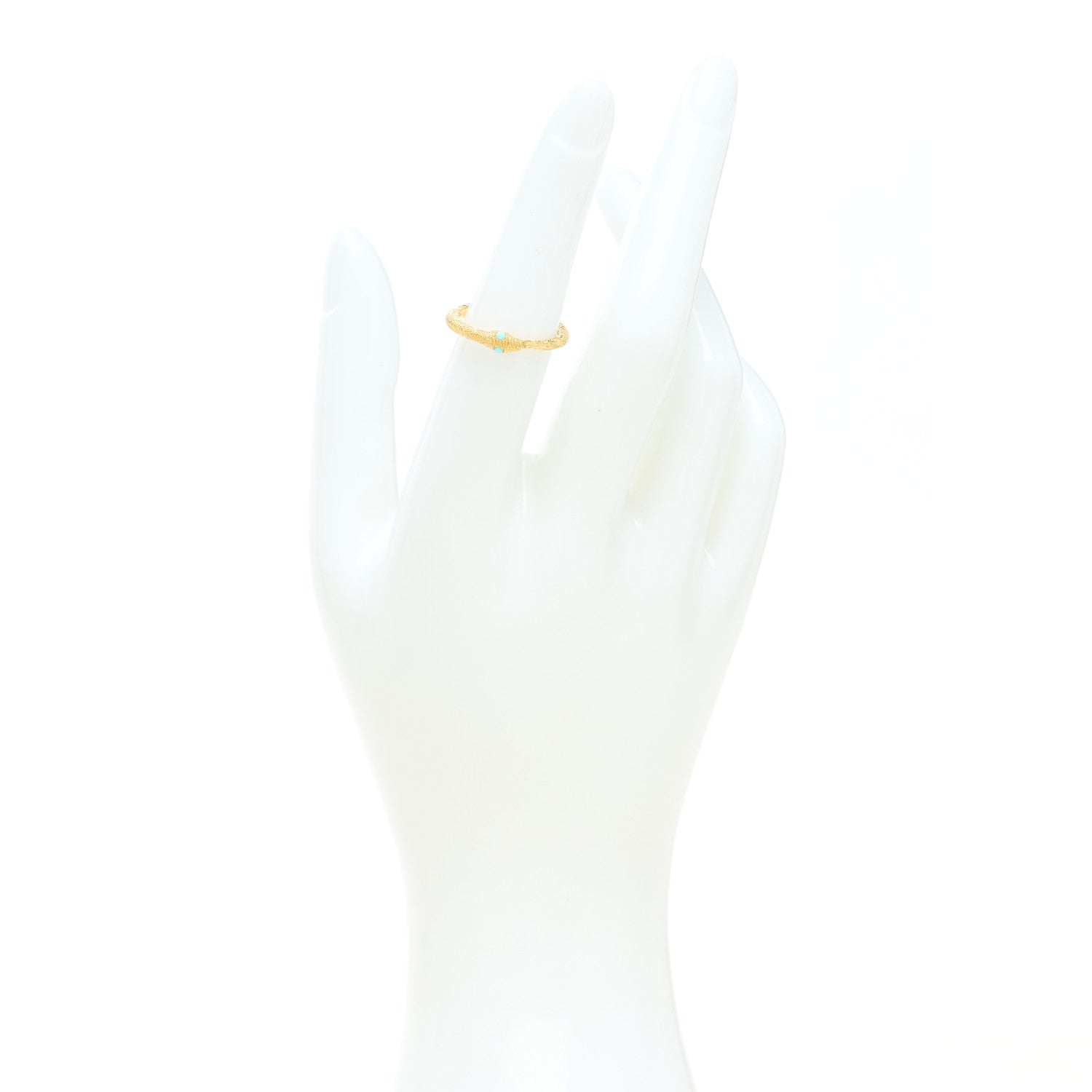 Gucci 18K Yellow Gold Turquoise Ouroboros Snake Ring 50 5.5 2 of 6