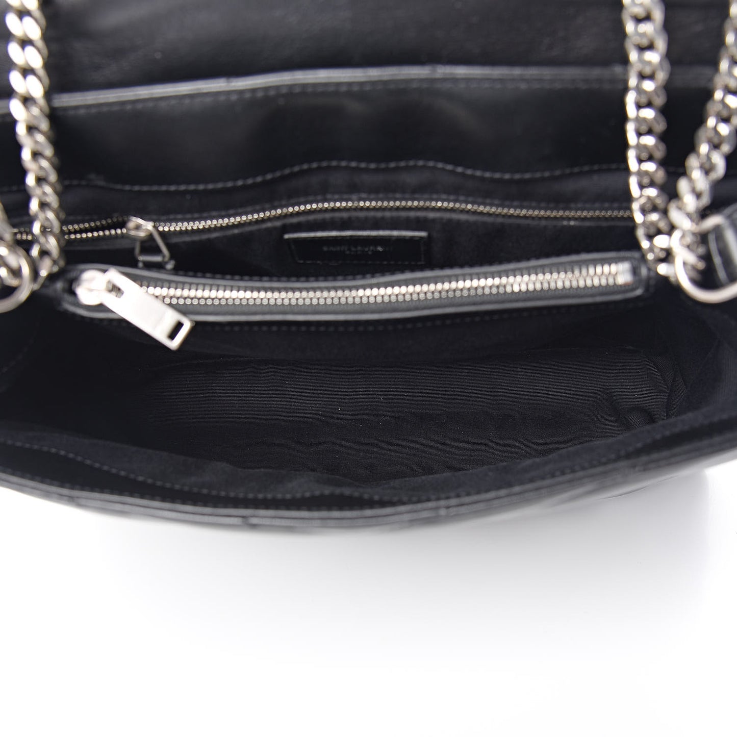 Calfskin Y Quilted Monogram Medium Loulou Chain Satchel Black