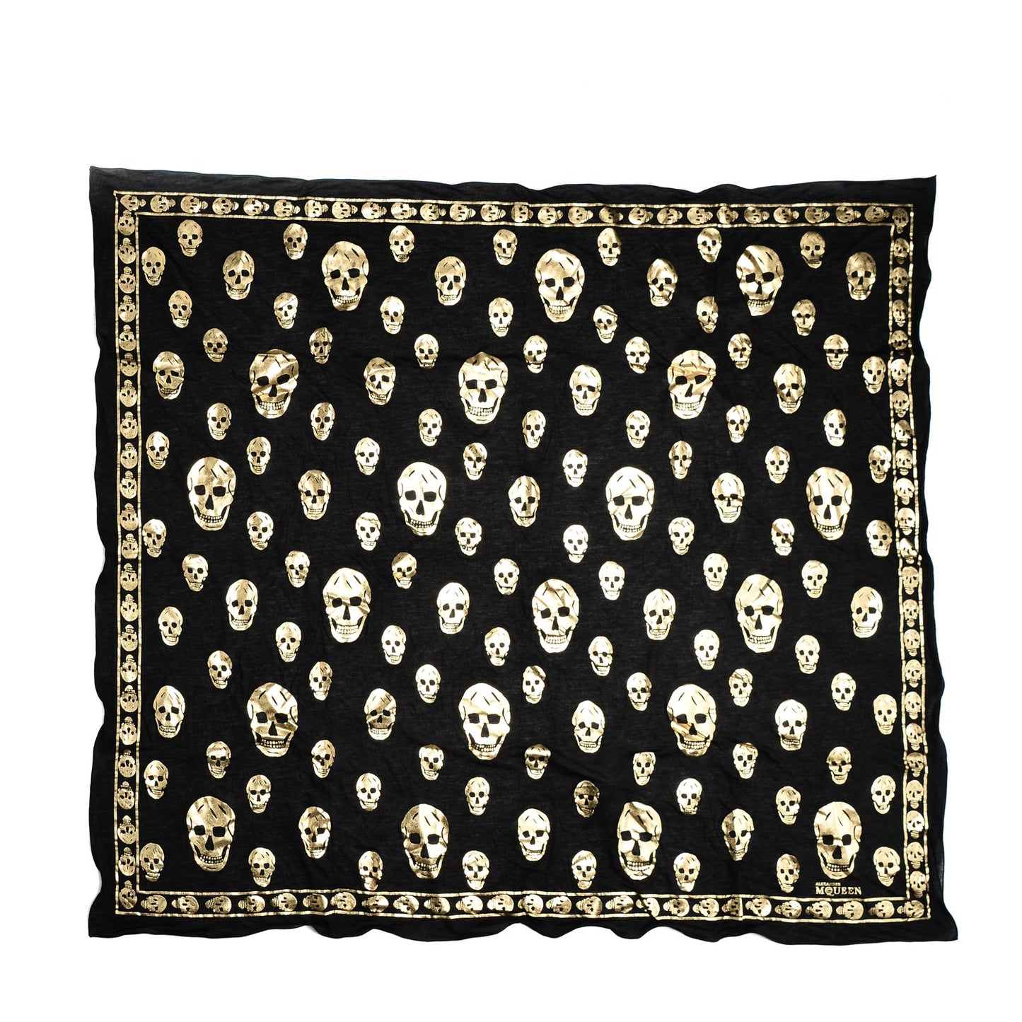 Modal Cashmere Skull Scarf Black Gold