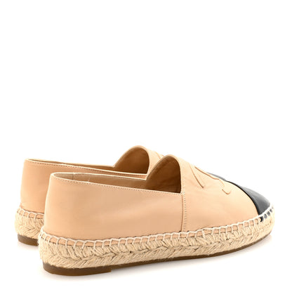 Chanel Lambskin CC Espadrilles 37 Beige Black 5 of 9