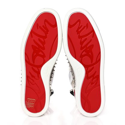 Christian Louboutin Calfskin Perforated Lou Spikes Flat Sneakers 42 White Red 6 of 10