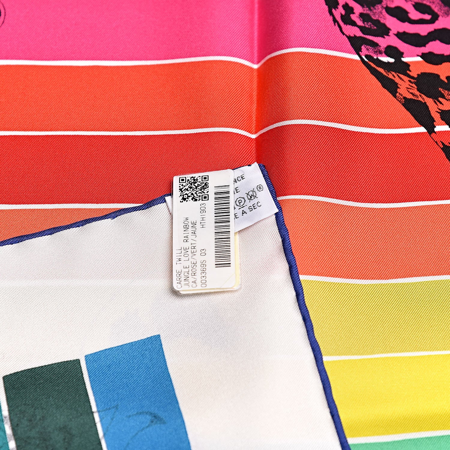 Hermes Silk Jungle Love Rainbow Scarf 90 Rose Vert Jaune 3 of 4