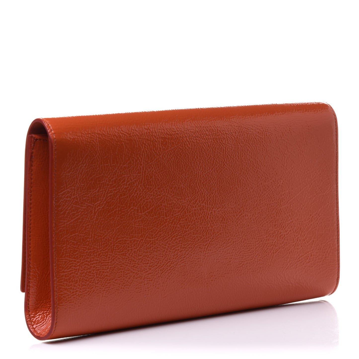 Textured Patent Monogram Large Belle De Jour Clutch Orange