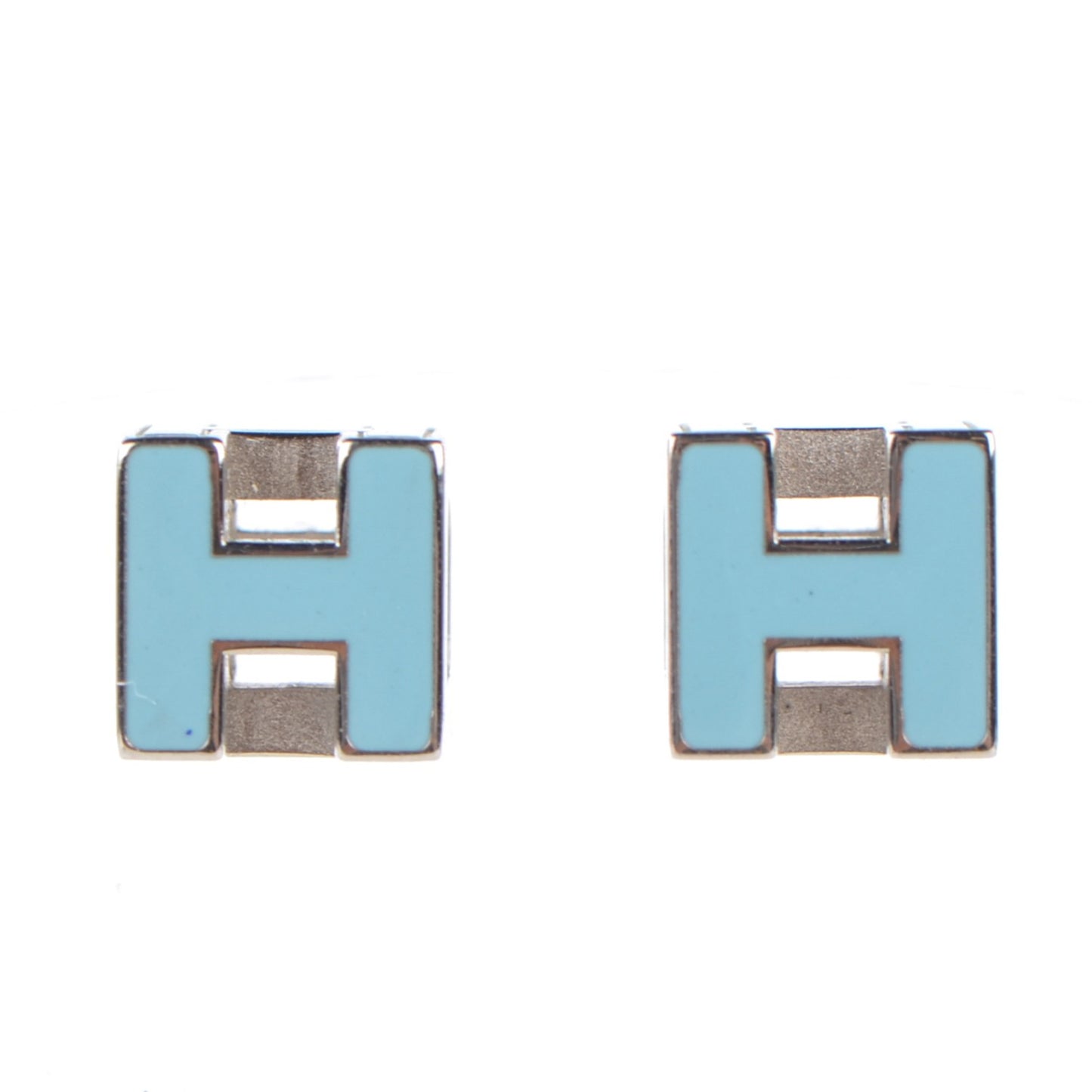 Palladium Lacquered Cage d'H Earrings Bleu