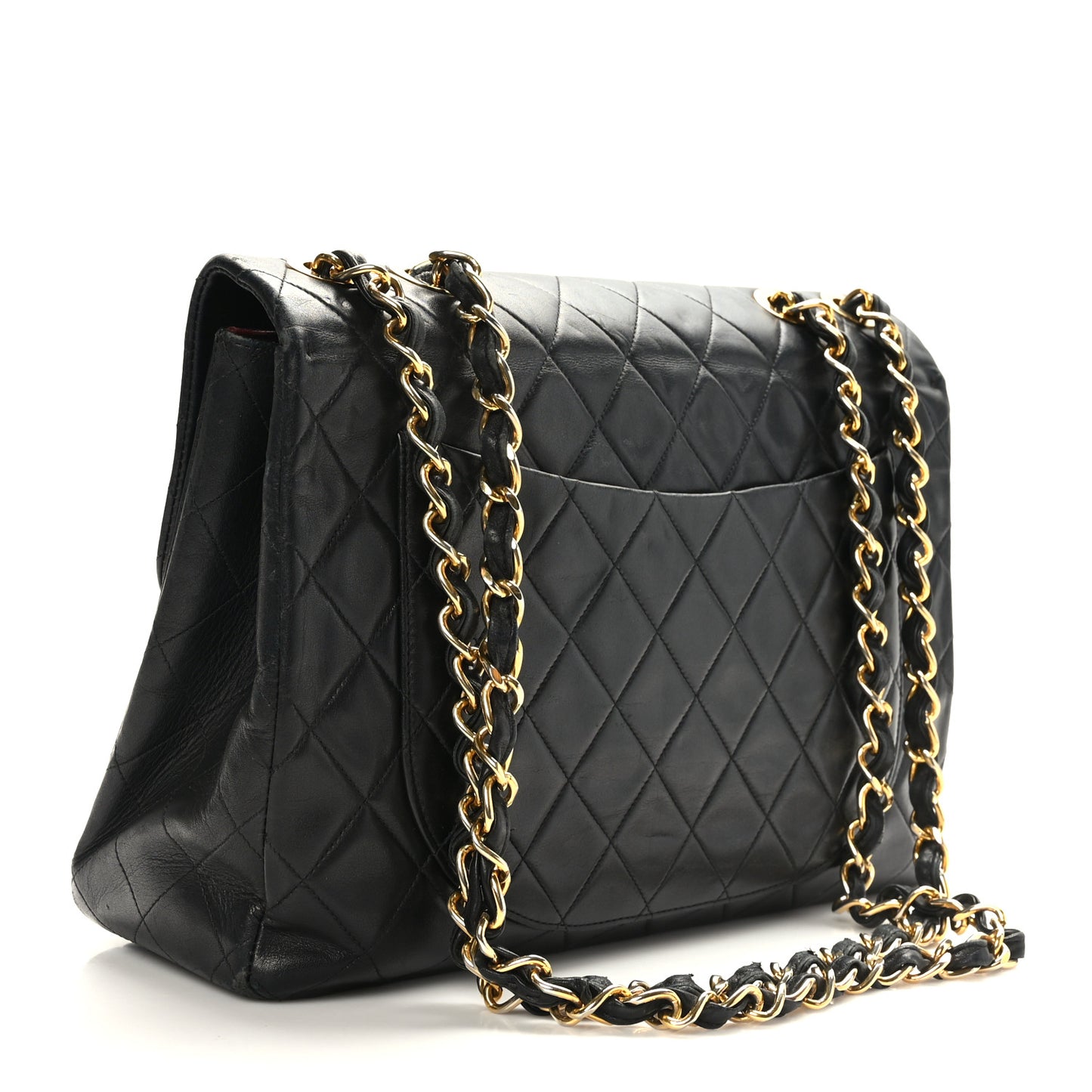 Lambskin Quilted XL Jumbo Single Flap Black