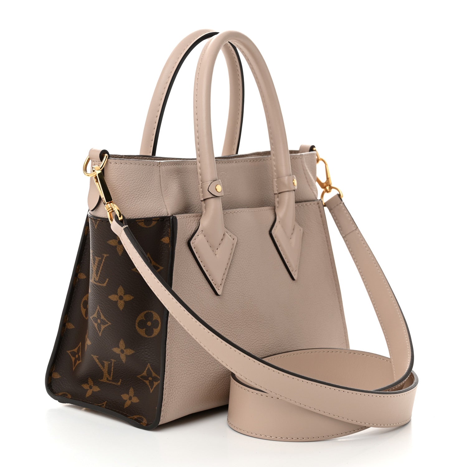 Louis Vuitton Calfskin Monogram On My Side PM Greige 3 of 9
