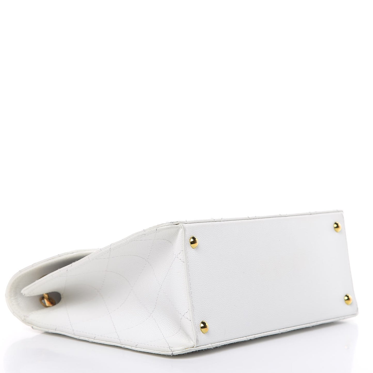 Caviar Stitched Flap Shoulder Bag White