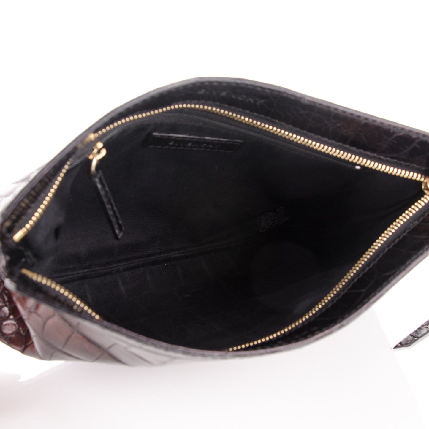 Calfskin Crocodile Embossed Pouch Black