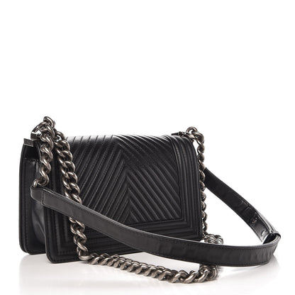 Chanel Calfskin Chevron Quilted Small Boy Flap Black 3 of 10