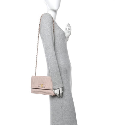Salvatore Ferragamo Perforated Calfskin Ginny Bow Crossbody Bag Light Pink 2 of 9
