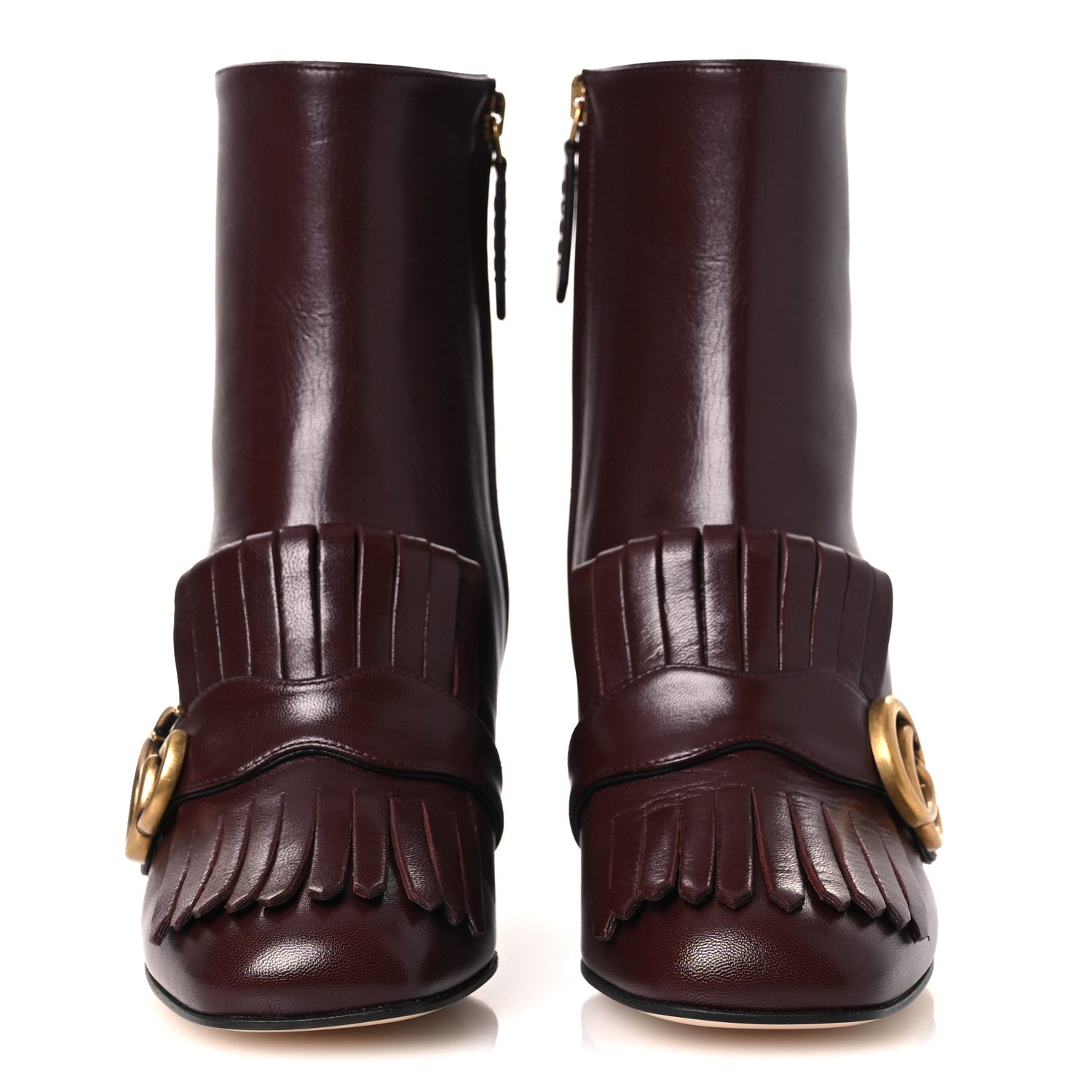 Gucci Malaga Kid GG Marmont Fringe 75mm Ankle Boots 36 Vintage Bordeaux 3 of 12