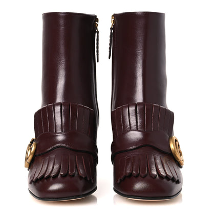 Gucci Malaga Kid GG Marmont Fringe 75mm Ankle Boots 36 Vintage Bordeaux 3 of 12