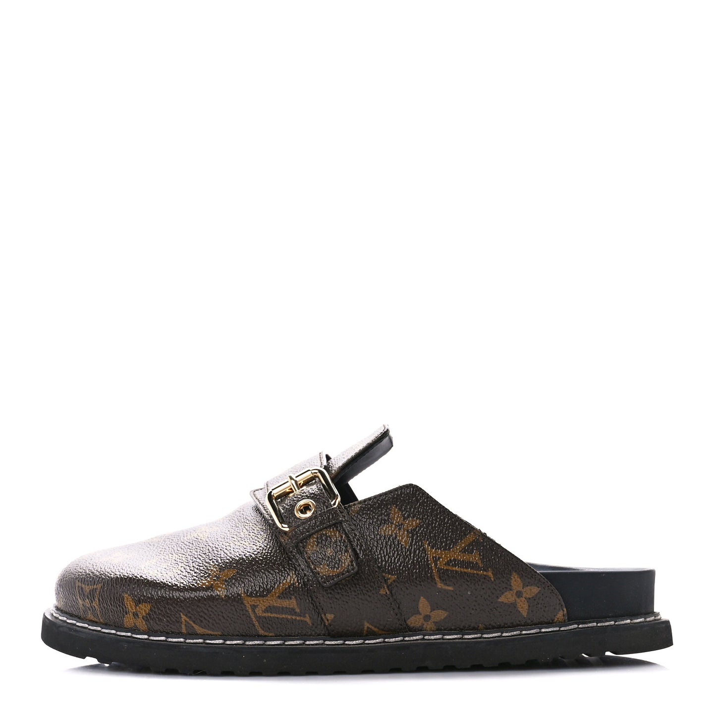 Patent Monogram Womens Cosy Flat Comfort Clog Mules 39 Brown