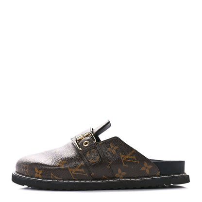 Louis Vuitton Patent Monogram Womens Cosy Flat Comfort Clog Mules 39 Brown 1 of 9