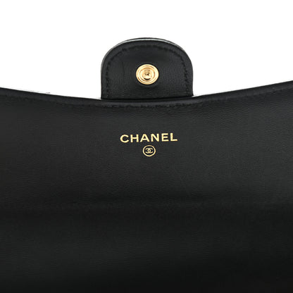 Chanel Lambskin Quilted Large Gusset Flap Wallet Black 6 of 11