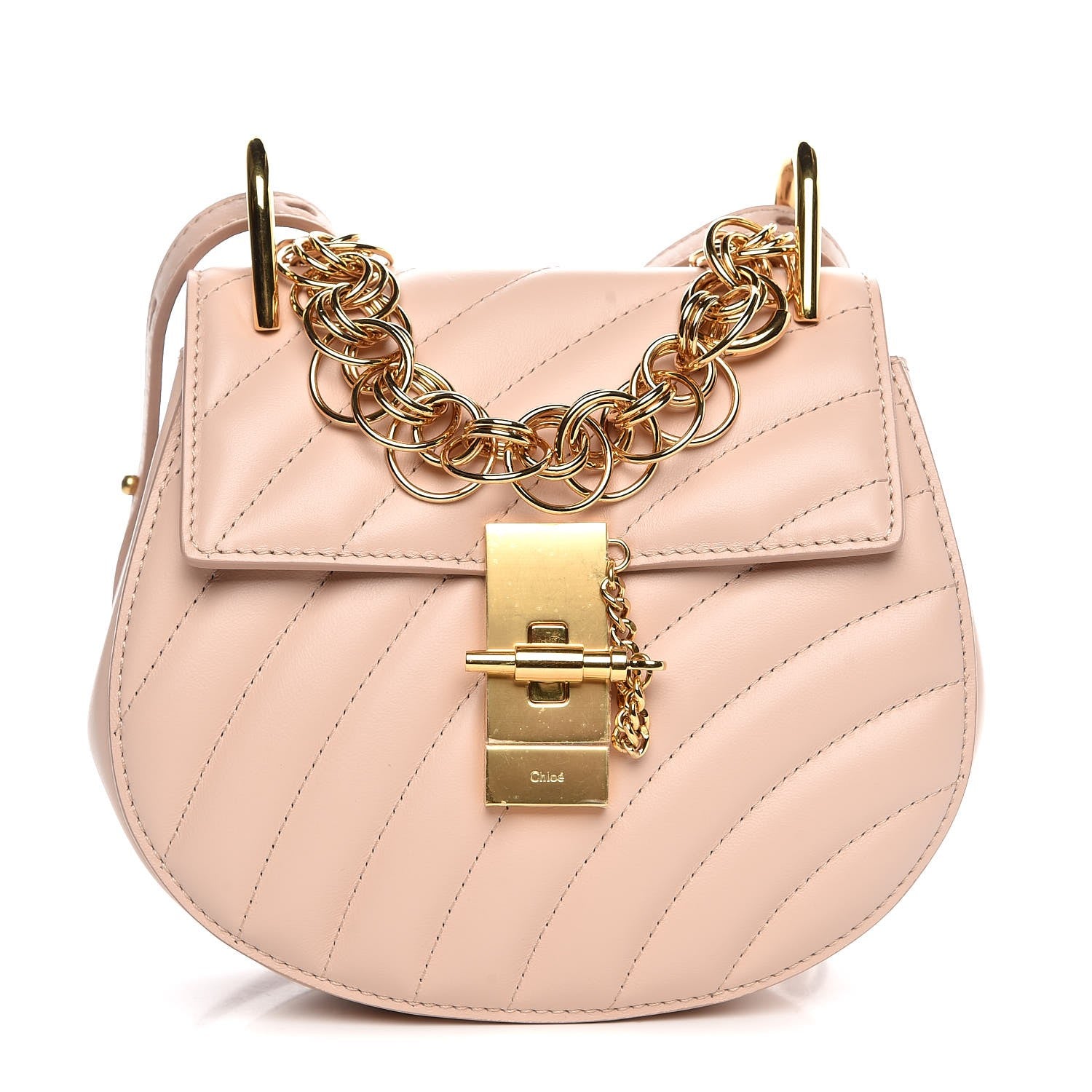 Chloe Calfskin Quilted Mini Drew Bijou Shoulder Bag Cement Pink 1 of 7