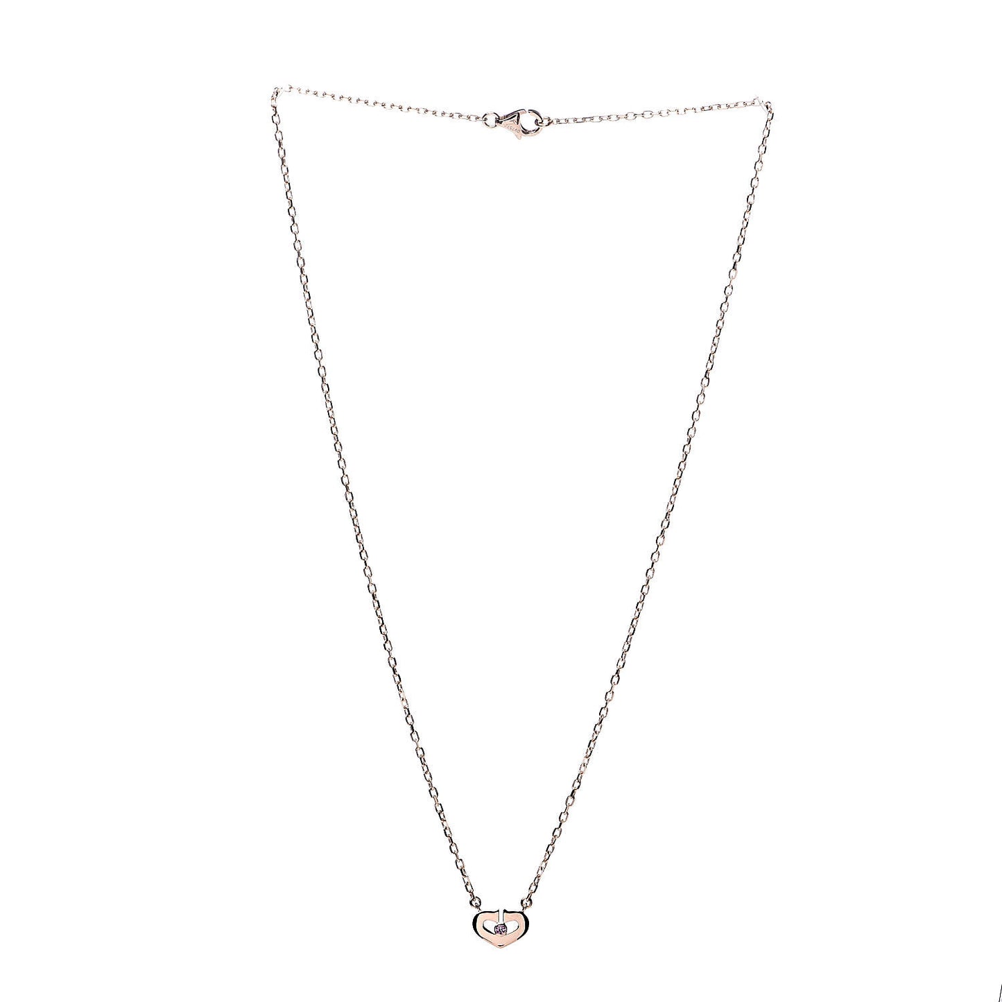 18K Pink Gold Pink Sapphire XS Hearts and Symbols Necklace