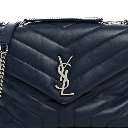 Saint Laurent Calfskin Y Quilted Monogram Small Loulou Chain Satchel Denim Blue 9 of 16