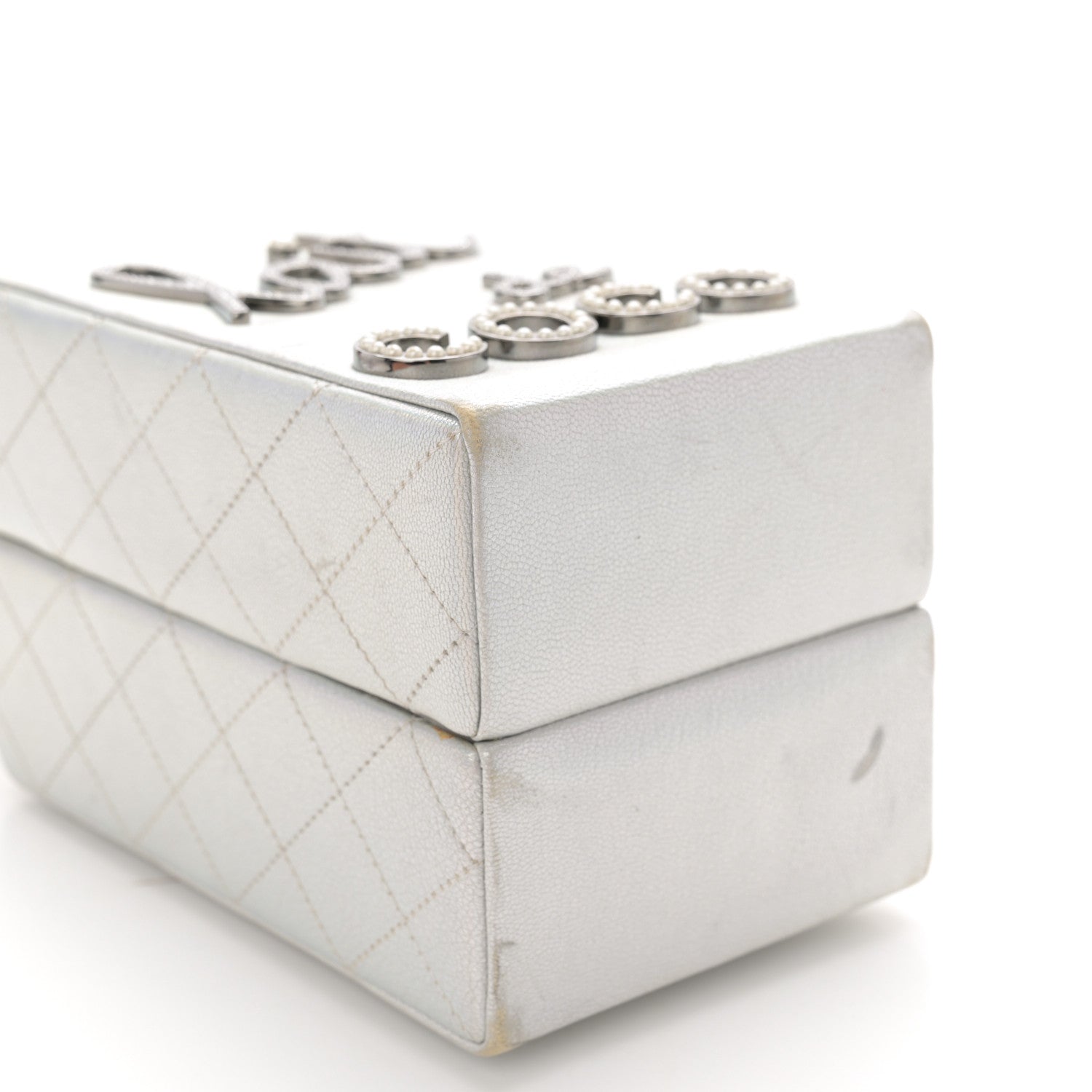 Chanel Metallic Goatskin Lait de Coco Milk Carton Bag Silver 11 of 16