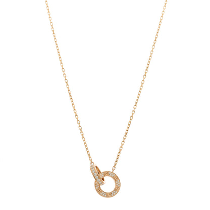Cartier 18K Pink Gold Diamond Interlocking LOVE Paved Necklace 1 of 7