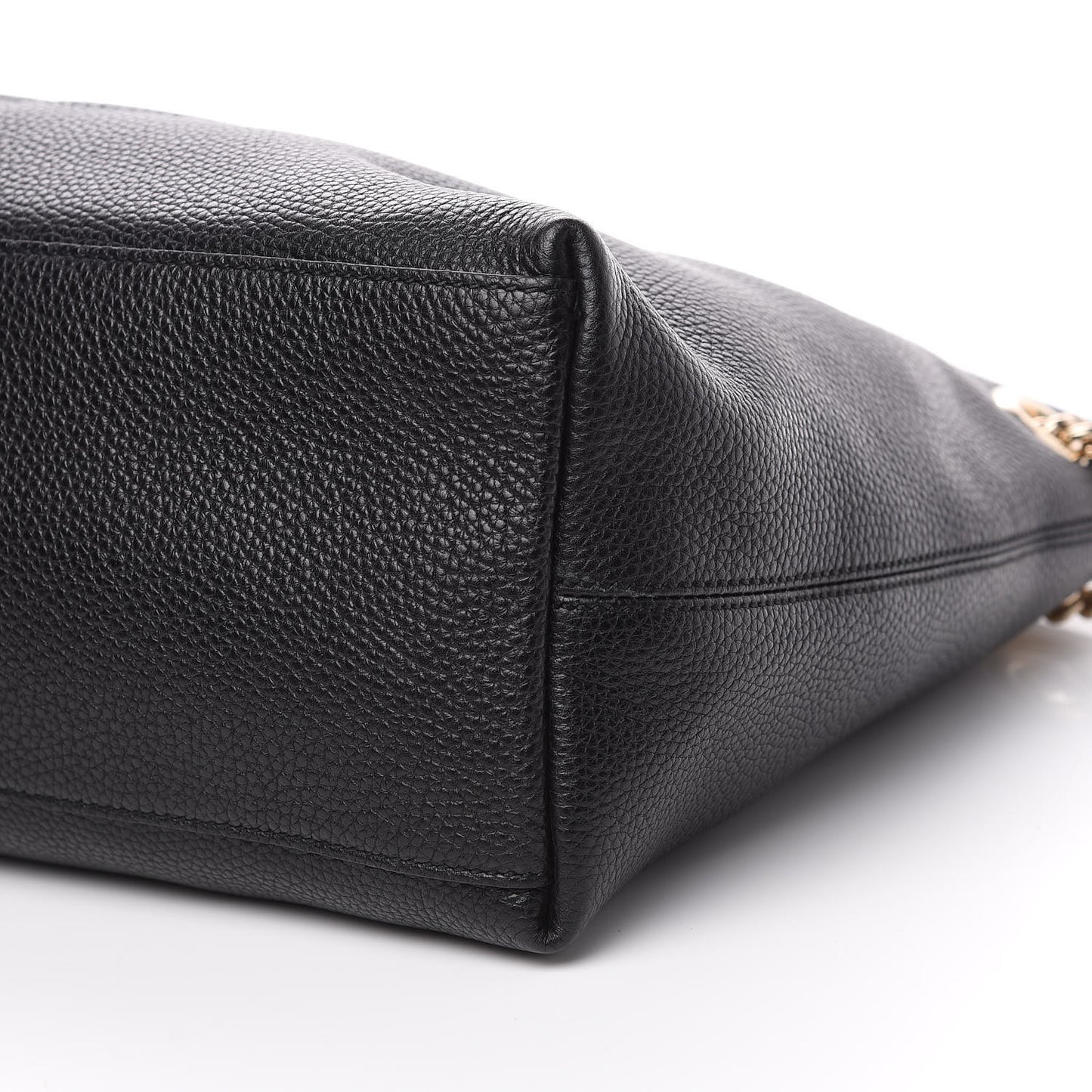 Pebbled Calfskin Medium Soho Chain Shoulder Bag Black