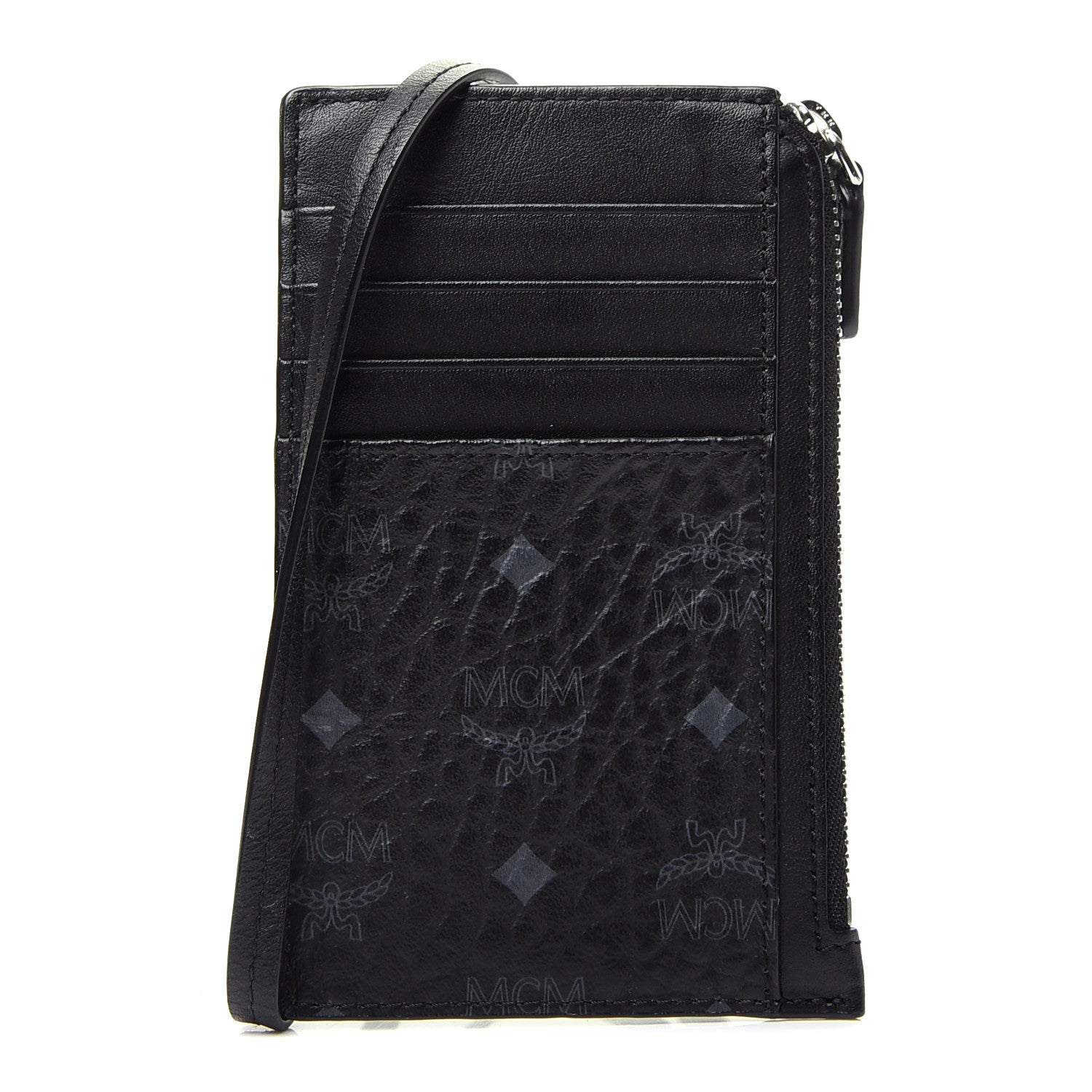 MCM Visetos Lanyard Card Holder Black 1 of 8