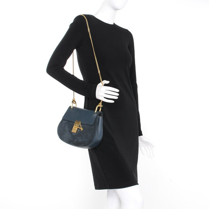 Chloe Suede Smooth Calfskin Drew Shoulder Bag Silver Blue 2 of 7