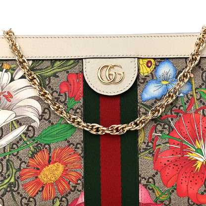 Gucci GG Supreme Monogram Flora Web Small Ophidia Chain Shoulder Bag White 8 of 10