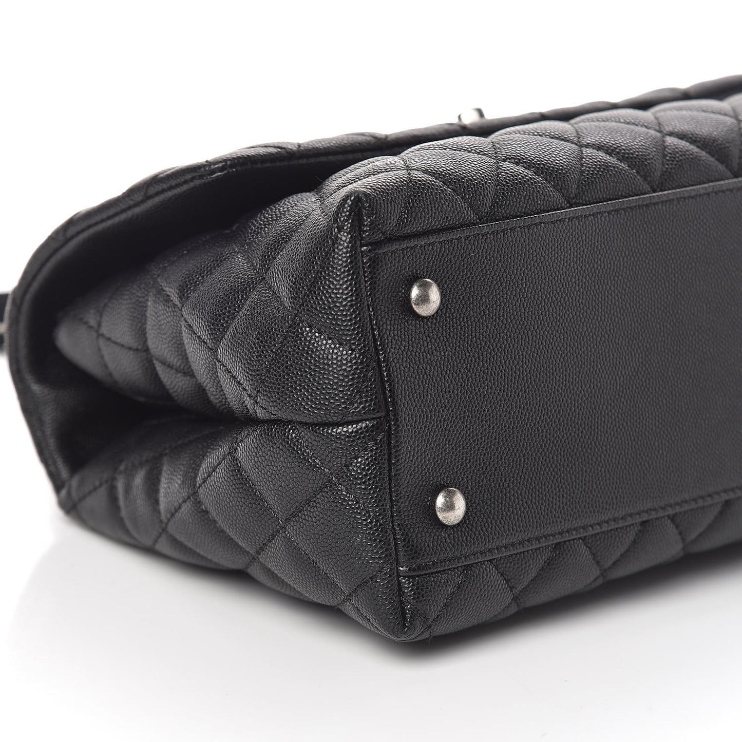 Caviar Quilted Small Coco Handle Flap Black