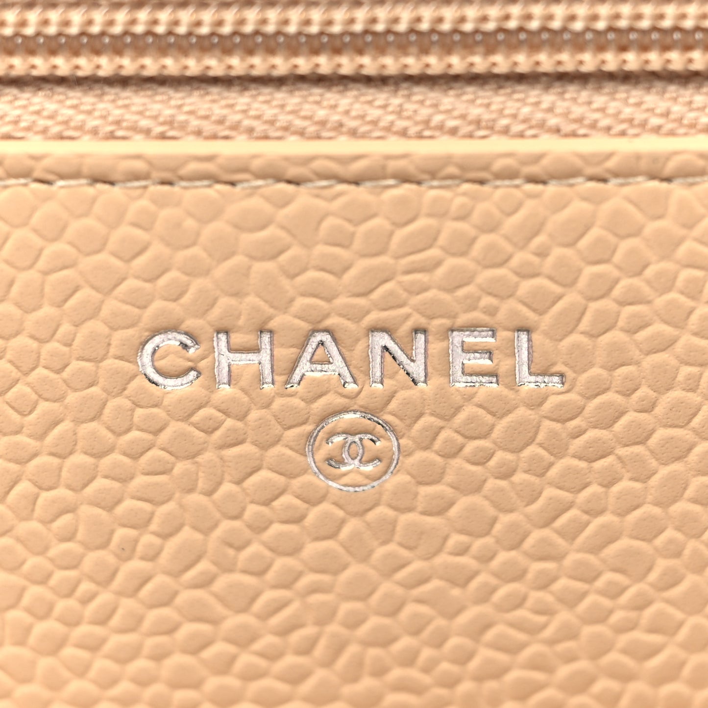 Caviar Quilted Wallet On Chain WOC Beige