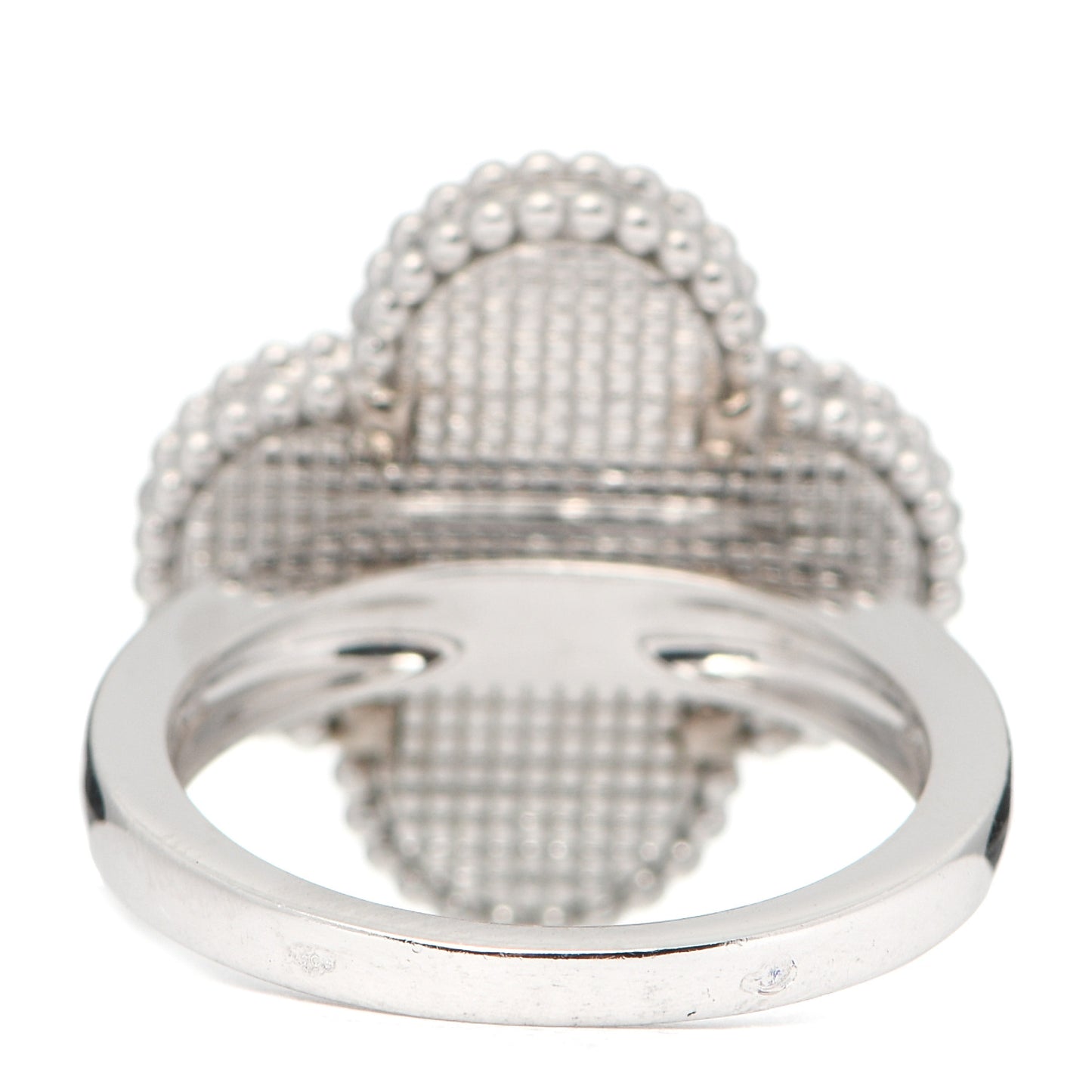 18K White Gold Gray Mother of Pearl Magic Alhambra Ring 56 7.5
