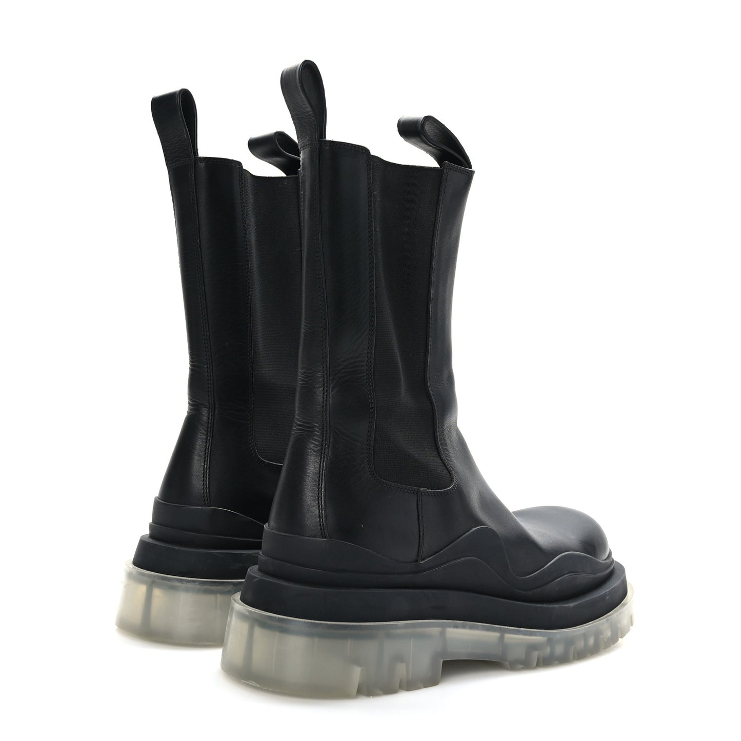 Calfskin The Tire Chelsea Boots 40 Black Transparent