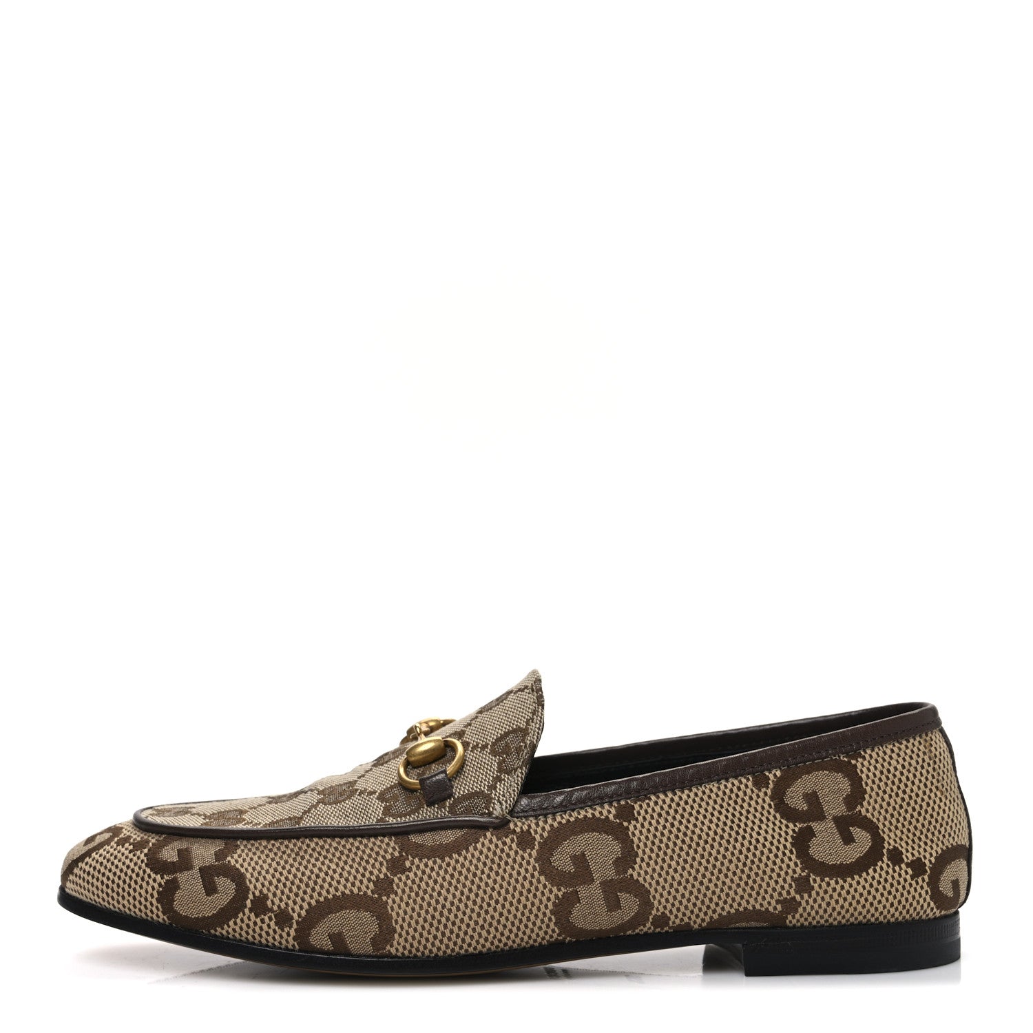Gucci Monogram Jumbo GG Malaga Kid Horsebit Womens Jordaan Loafers 36.5 Beige Ebony New Acero 1 of 11