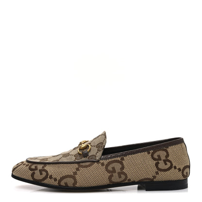 Gucci Monogram Jumbo GG Malaga Kid Horsebit Womens Jordaan Loafers 36.5 Beige Ebony New Acero 1 of 11