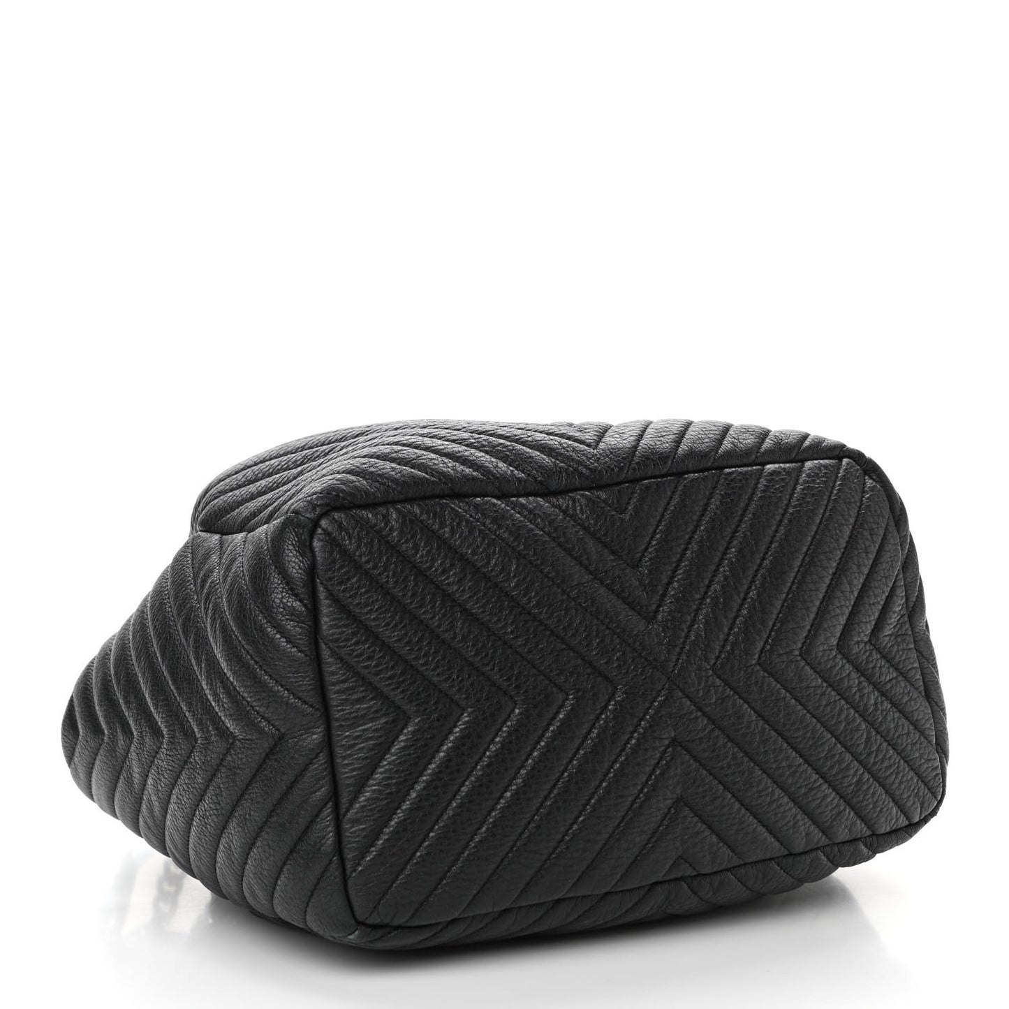 Deerskin Chevron Large CC Chain Bucket Drawstring Bag Black
