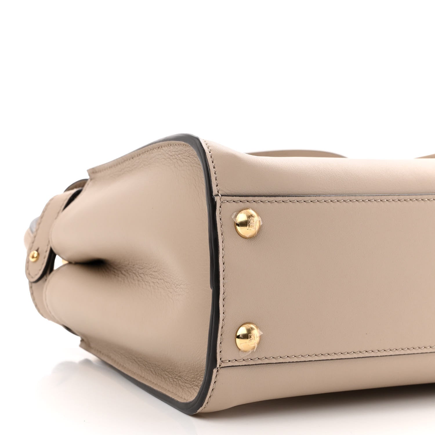 Fendi Vitello Seta Cotton Canvas FF Embroidered Mini Peekaboo Iconic Satchel Nuvola 9 of 12