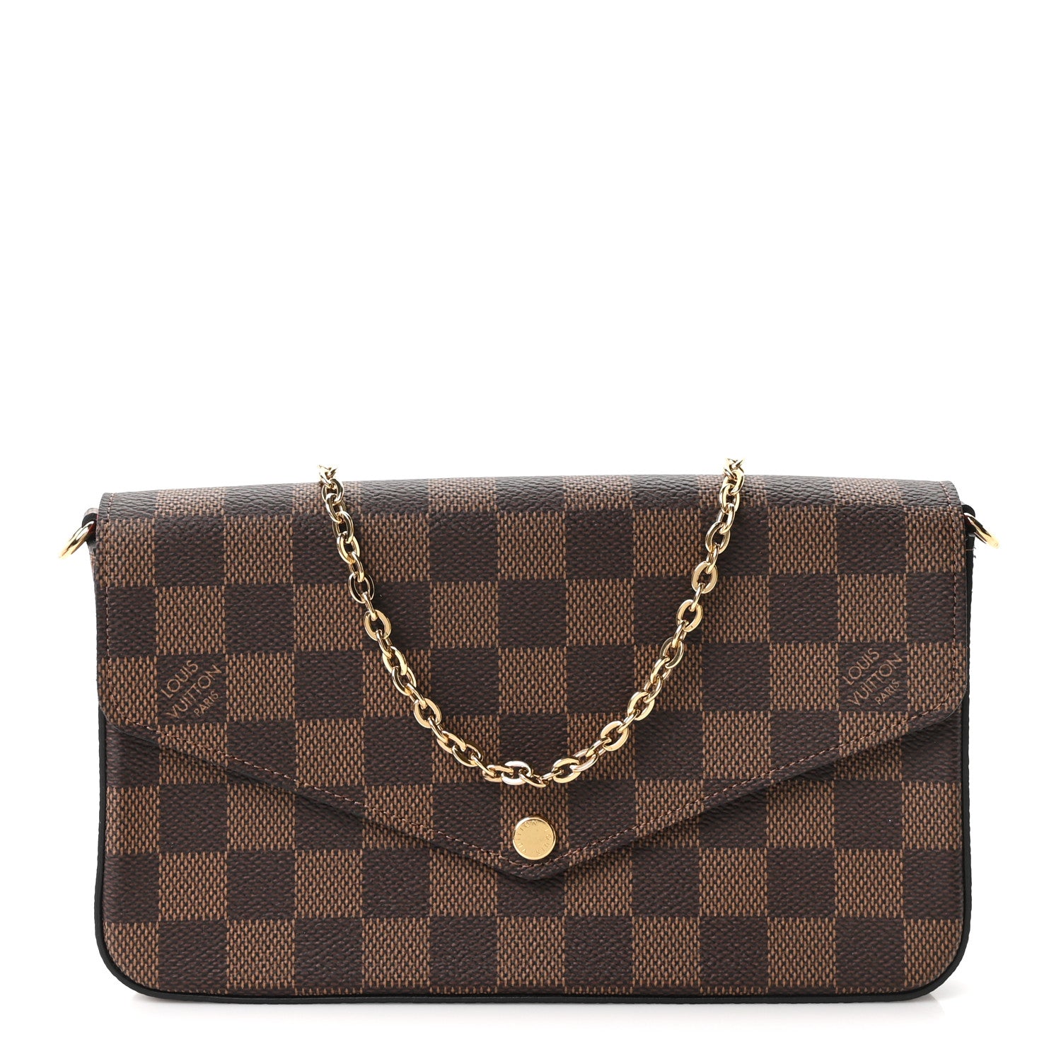 Louis Vuitton Damier Ebene Pochette Felicie Chain Wallet 1 of 15