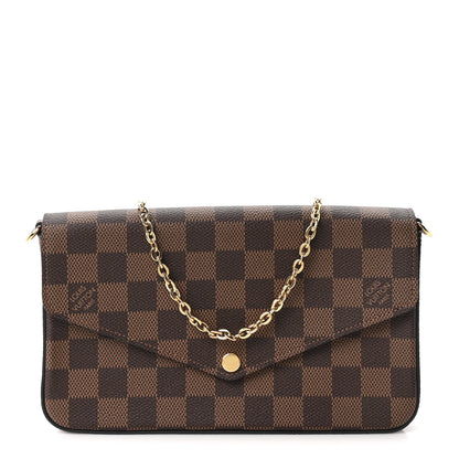 Louis Vuitton Damier Ebene Pochette Felicie Chain Wallet 1 of 15