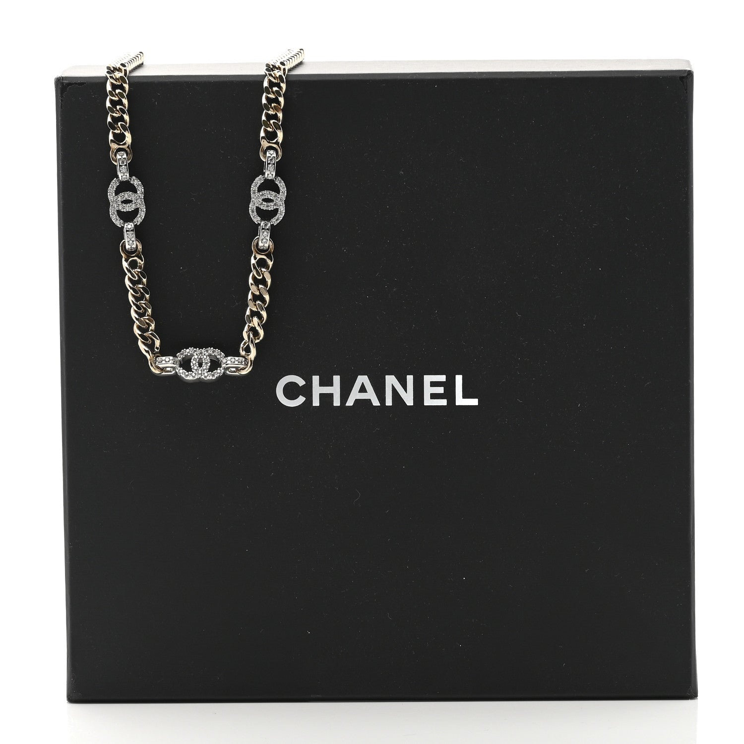 Chanel Crystal CC Chain Links Choker Necklace Gold 7 of 7